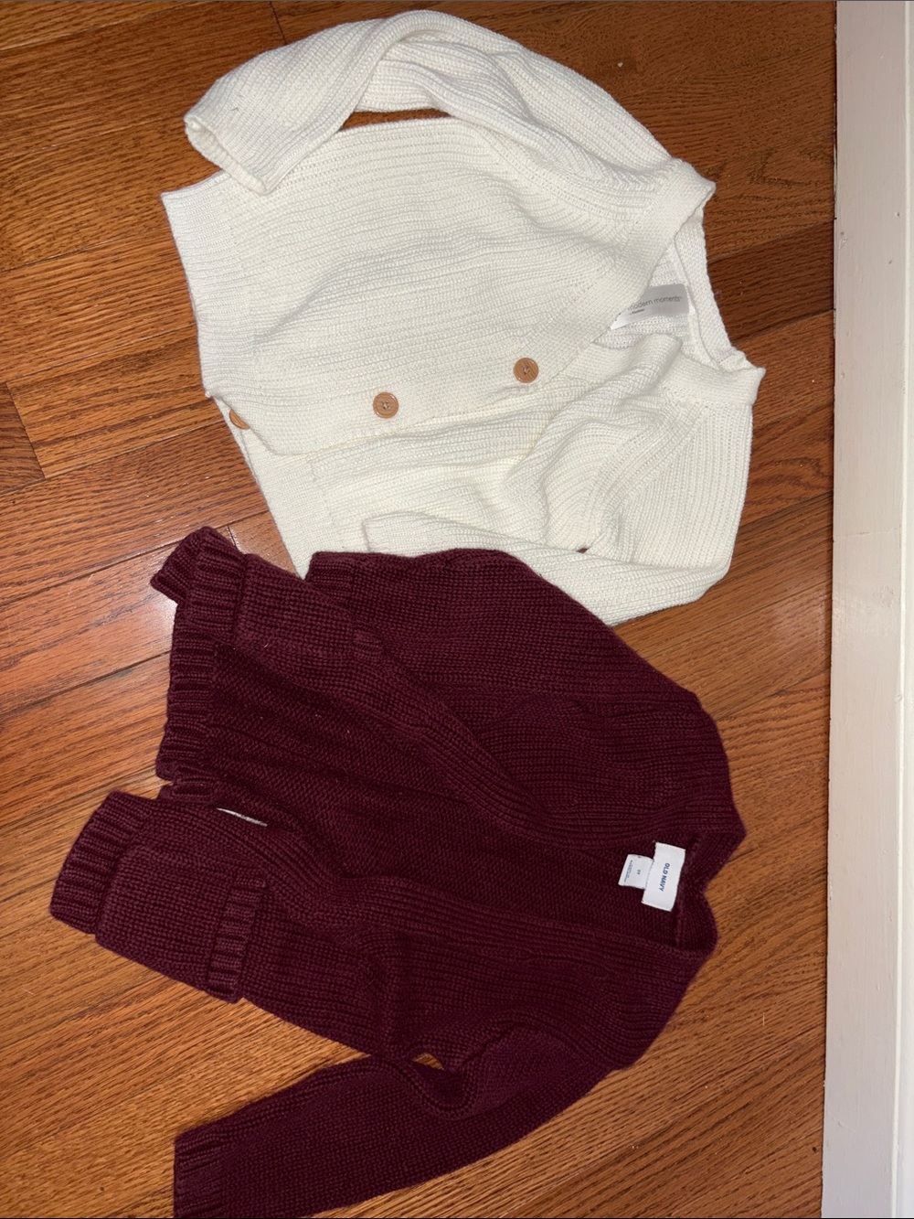 Toddler Cardigan Duo - Cream & Deep Wine
